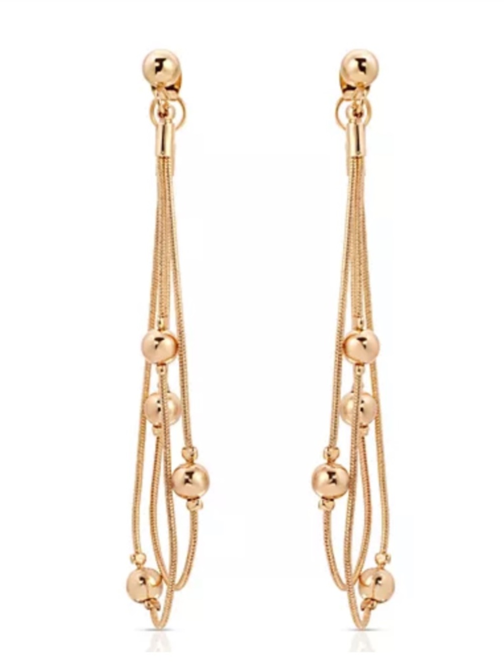 Ettika 18K Gold Plated Bubble Bead Snake Chain Statement Drop Earrings